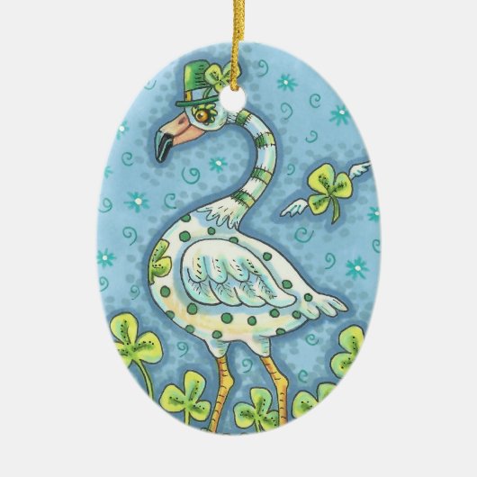 LUCKY IRISH POLKA DOT FLAMINGO ORNAMENT Oval (Voorkant)