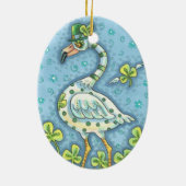 LUCKY IRISH POLKA DOT FLAMINGO ORNAMENT Oval (Achterkant)