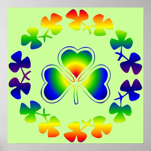 Lucky Irish | Poster voor de regenboog van Shamroc (Voorkant)