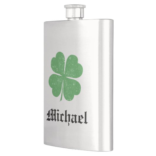 Lucky Irish shamrock/add name Flacon (Links)