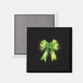 Lucky Irish Shamrock Coquette Bow St. Patrick's Da Magneet (Voorkant / Achterkant)