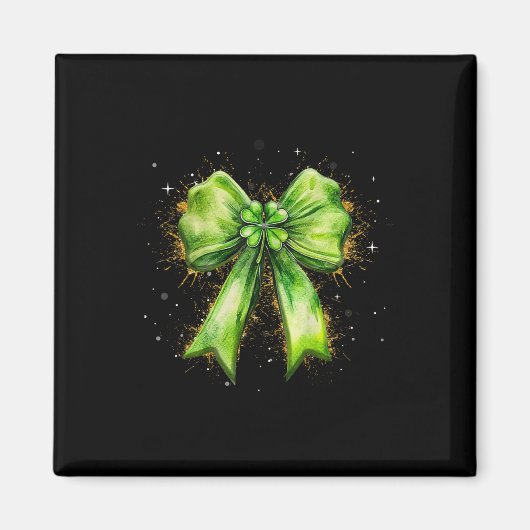 Lucky Irish Shamrock Coquette Bow St. Patrick's Da Magneet (Voorkant)