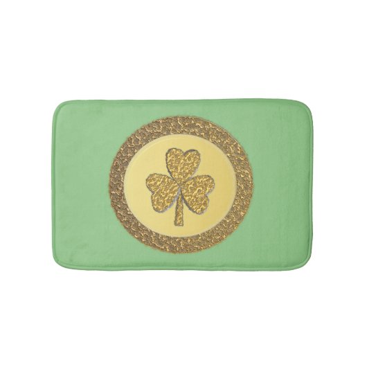 Lucky Irish Shamrock Gold Coin Badmat (Voorkant)