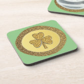 Lucky Irish Shamrock Gold Coin Bier Onderzetter (Linkerzijde)