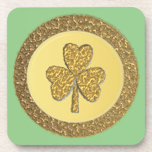Lucky Irish Shamrock Gold Coin Bier Onderzetter