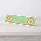 Lucky Irish Shamrock Gold Coin Custom Bureau Naambordje (Voorkant)