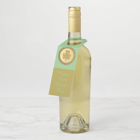 Lucky Irish Shamrock Gold Coin Custom Flessenhanger (Schuin)