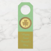 Lucky Irish Shamrock Gold Coin Custom Flessenhanger (Achterkant)