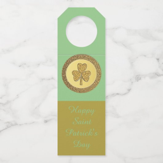 Lucky Irish Shamrock Gold Coin Custom Flessenhanger (Achterkant)