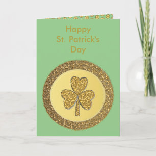 Lucky Irish Shamrock Gold Coin Custom Kaart