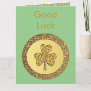 Lucky Irish Shamrock Gold Coin Custom Kaart