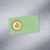 Lucky Irish Shamrock Gold Coin Custom Magnetisch Visitekaartje (Voorbeeld)