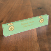 Lucky Irish Shamrock Gold Coin Custom Naambordje (Zijkant)