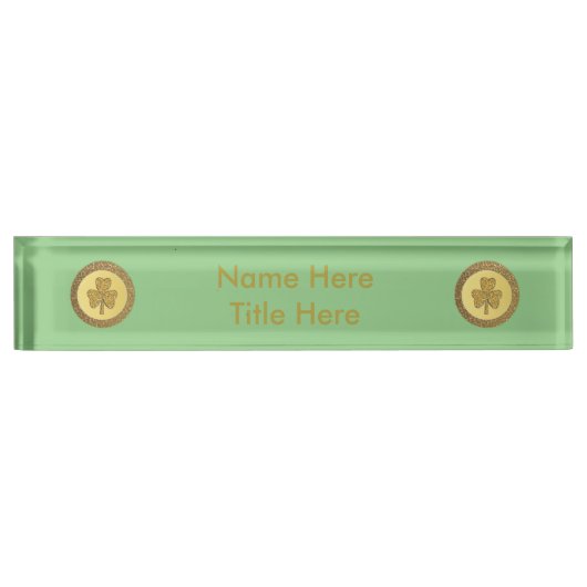Lucky Irish Shamrock Gold Coin Custom Naambordje (Voorkant)