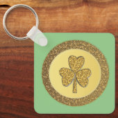 Lucky Irish Shamrock Gold Coin Custom Sleutelhanger (Voorkant)