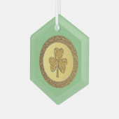 Lucky Irish Shamrock Gold Coin Glas Ornament (Voorkant links)