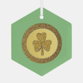 Lucky Irish Shamrock Gold Coin Glas Ornament (Achterkant)