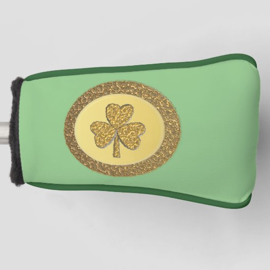 Lucky Irish Shamrock Gold Coin Golfheadcover (Voorkant)