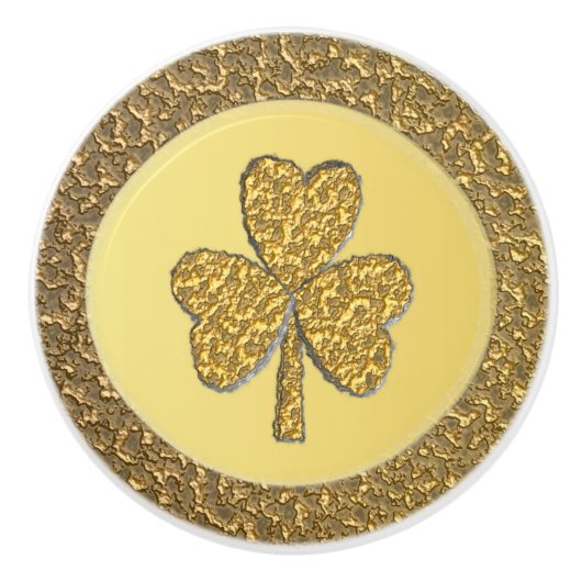 Lucky Irish Shamrock Gold Coin Keramische Knop (Voorkant)