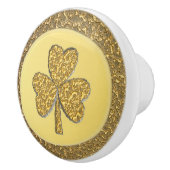 Lucky Irish Shamrock Gold Coin Keramische Knop (Rechts)