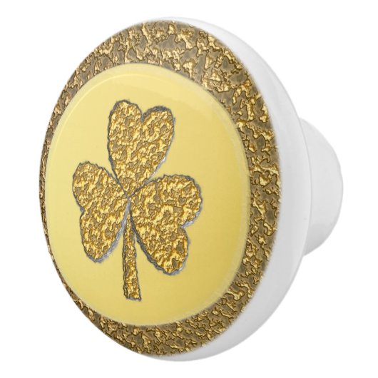 Lucky Irish Shamrock Gold Coin Keramische Knop (Rechts)