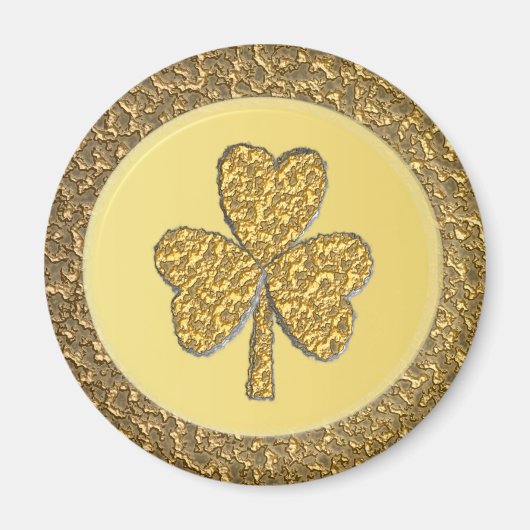 Lucky Irish Shamrock Gold Coin Magneet (Voorkant)