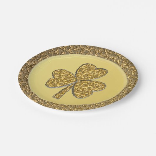 Lucky Irish Shamrock Gold Coin Papieren Bordje (Gekanteld)