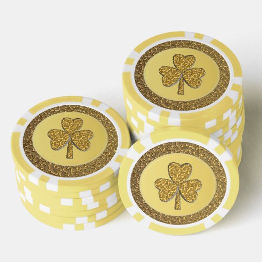 Lucky Irish Shamrock Gold Coin Poker Chips (Opstapeling)