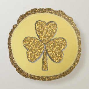 Lucky Irish Shamrock Gold Coin Rond Kussen