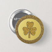 Lucky Irish Shamrock Gold Coin Ronde Button 5,7 Cm (Voorkant /achterkant)