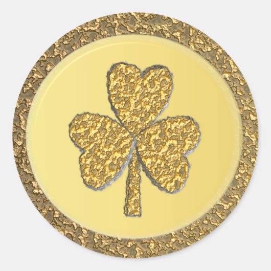 Lucky Irish Shamrock Gold Coin Ronde Sticker (Voorkant)