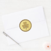 Lucky Irish Shamrock Gold Coin Ronde Sticker (Envelop)