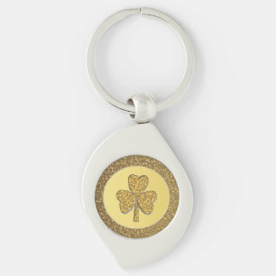 Lucky Irish Shamrock Gold Coin Sleutelhanger