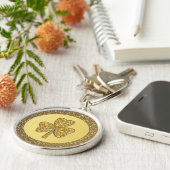 Lucky Irish Shamrock Gold Coin Sleutelhanger (Zijkant)