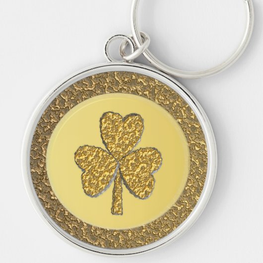 Lucky Irish Shamrock Gold Coin Sleutelhanger (Voorkant)