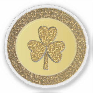Lucky Irish Shamrock Gold Coin Sticker