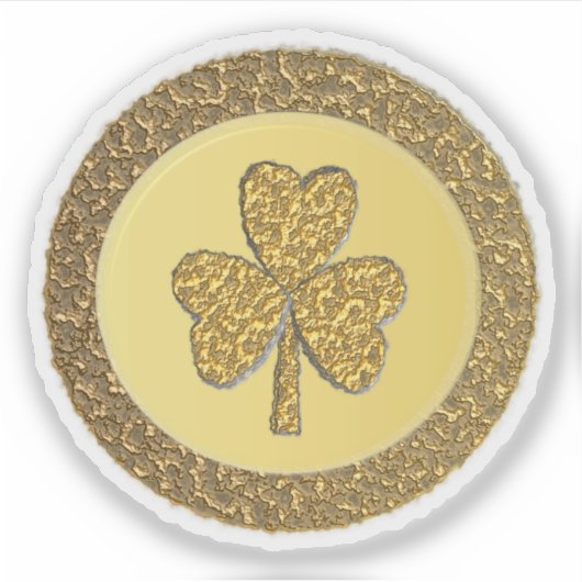 Lucky Irish Shamrock Gold Coin Sticker (Voorkant)