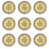 Lucky Irish Shamrock Gold Coin Sticker (Voorkant)