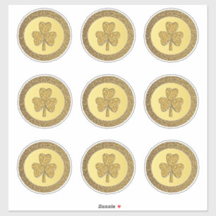 Lucky Irish Shamrock Gold Coin Sticker