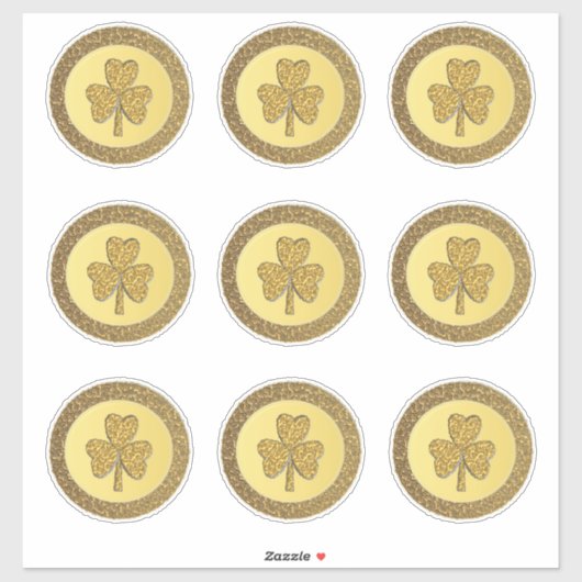 Lucky Irish Shamrock Gold Coin Sticker (Vel)