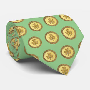 Lucky Irish Shamrock Gold Coin Stropdas