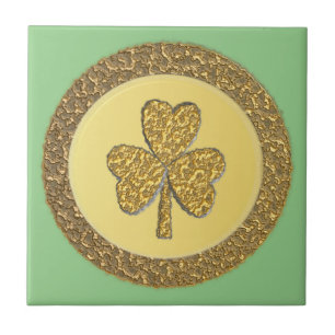 Lucky Irish Shamrock Gold Coin Tegeltje