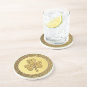 Lucky Irish Shamrock Gold Coin Zandsteen Onderzetter (Zijkant)
