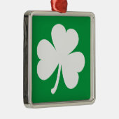 Lucky Irish Shamrock | Groen en wit Metalen Ornament (Rechts)
