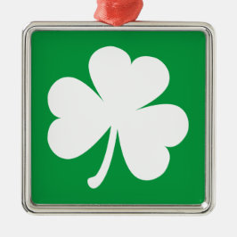 Lucky Irish Shamrock | Groen en wit Metalen Ornament