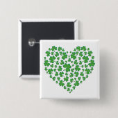Lucky Irish Shamrock Heart Vierkante Button 5,1 Cm (Voorkant /achterkant)