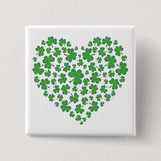 Lucky Irish Shamrock Heart Vierkante Button 5,1 Cm (Voorkant)