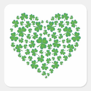 Lucky Irish Shamrock Heart Vierkante Sticker