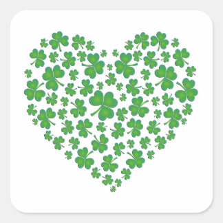 Lucky Irish Shamrock Heart Vierkante Sticker