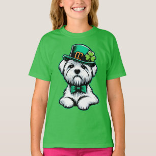 Lucky Irish Shamrock Maltese Hond St Patricks Day T-shirt